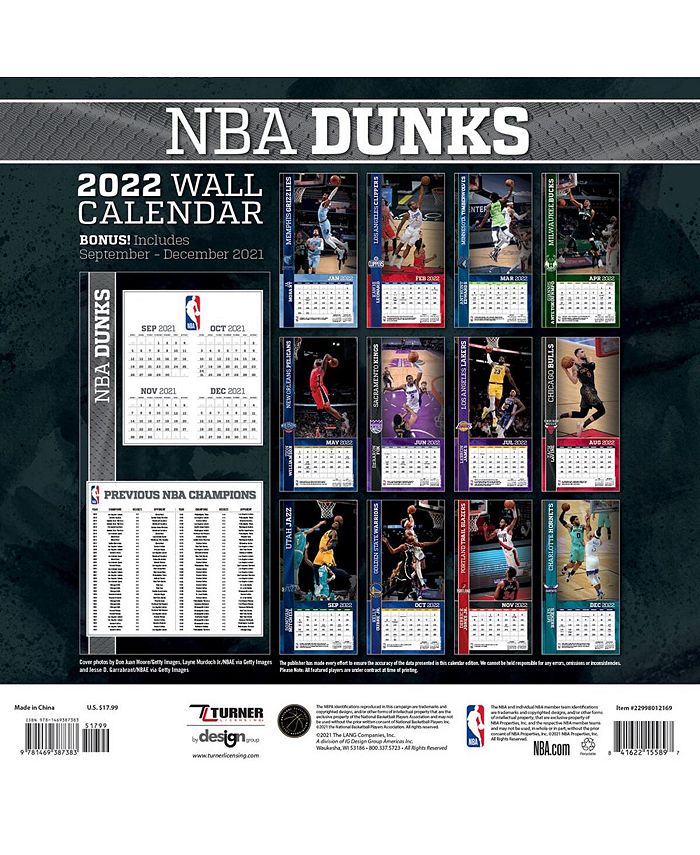 Turner Licensing NBA 2022 Dunks Wall Calendar Macy's