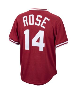 Men's Pete Rose Red Cincinnati Reds Cooperstown Collection Mesh Batting Practice Jersey
