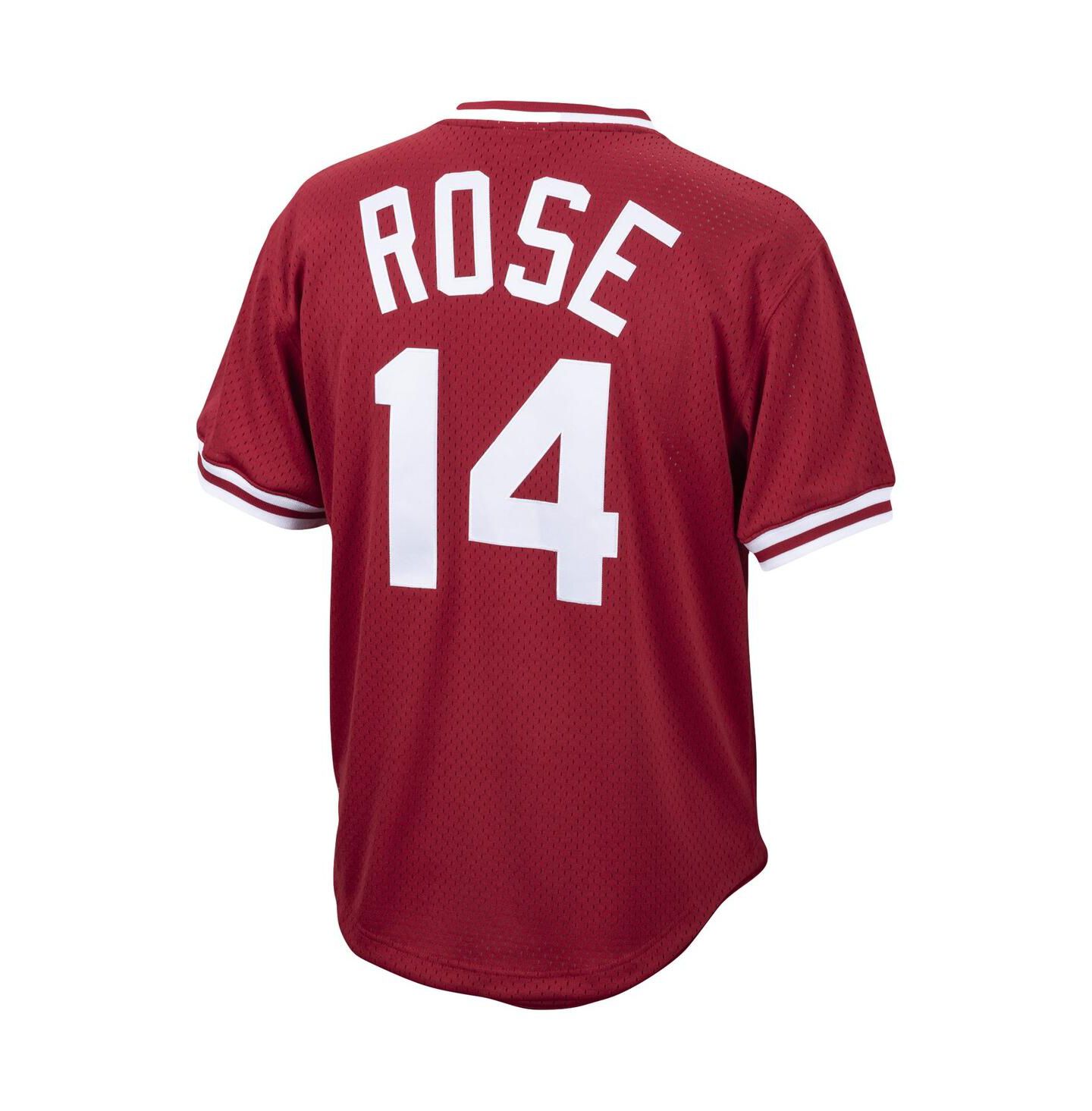 Мужской топ Mitchell & Ness Pete Rose Red Cincinnati Reds Cooperstown Collection Mesh Batting Practice Jersey — фото 4