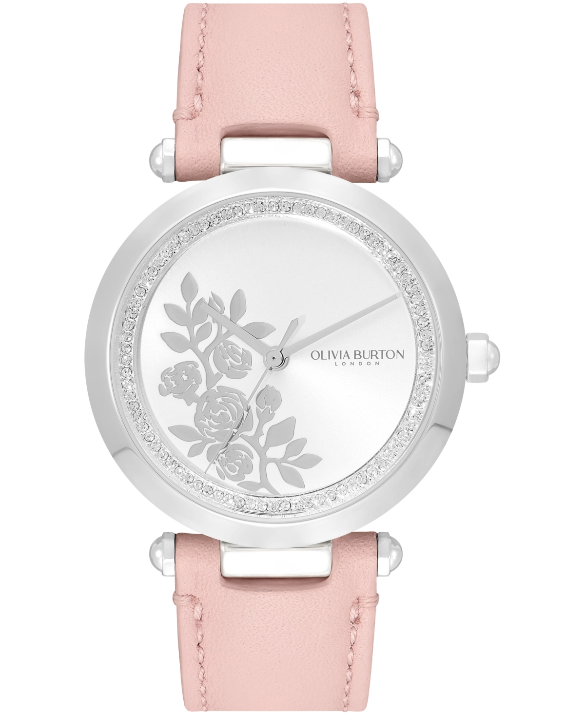 Shop Olivia Burton Women's Signature Floral Pink Leather Strap Watch 34mm In Blush