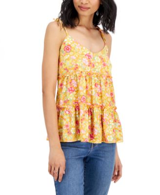 Planet Gold - Juniors' Tiered V-Neck Sleeveless Tank Top