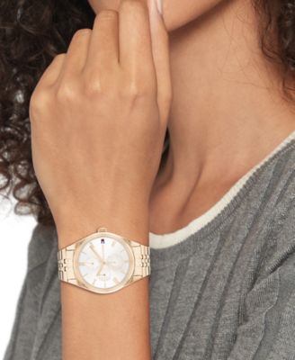 Women's Multifunction Carnation Gold-Tone Stainless Steel Bracelet Watch 38mm