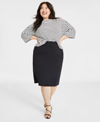 On 34th Plus Size Double-Weave Pencil Skirt, Created for Macy's - Macy's