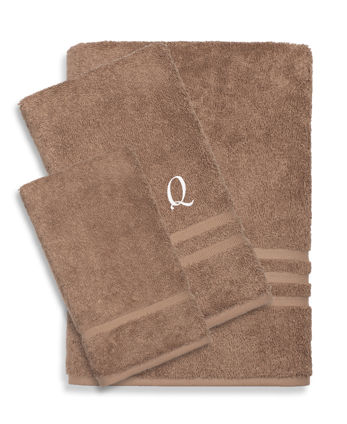 Linum Home Textiles Turkish Cotton Personalized Denzi Towel Set, 3 Piece In Brown