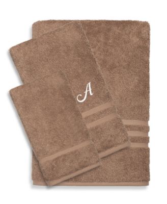 Linum Home Textiles Turkish Cotton Personalized Denzi Latte Towel Collection Bedding In Brown