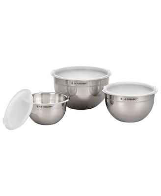 Set of 3 Stainless Steel Mixing Bowls with Lids