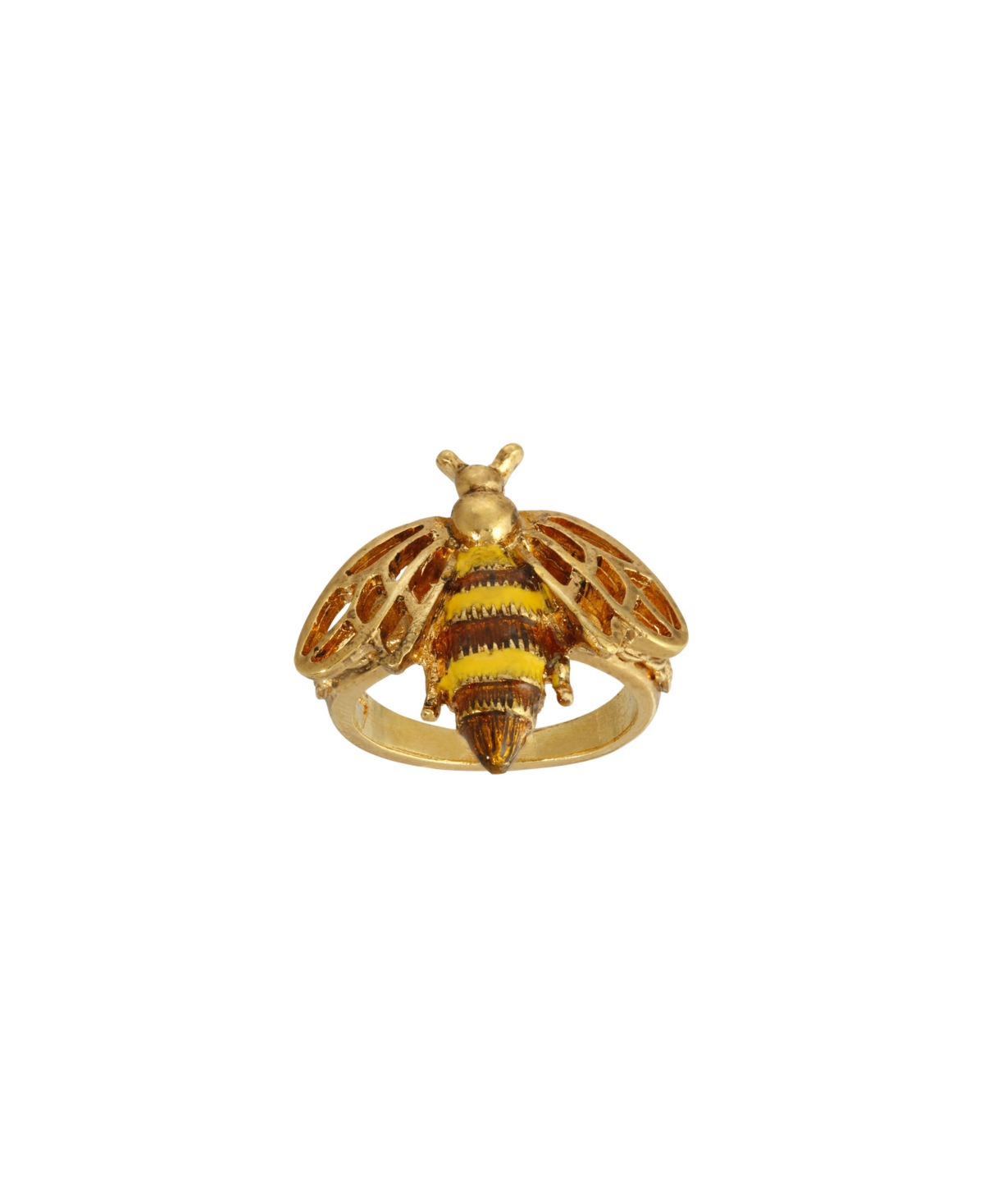 Enamel Yellow and Brown Bee Ring Size 7 - Yellow Size 7