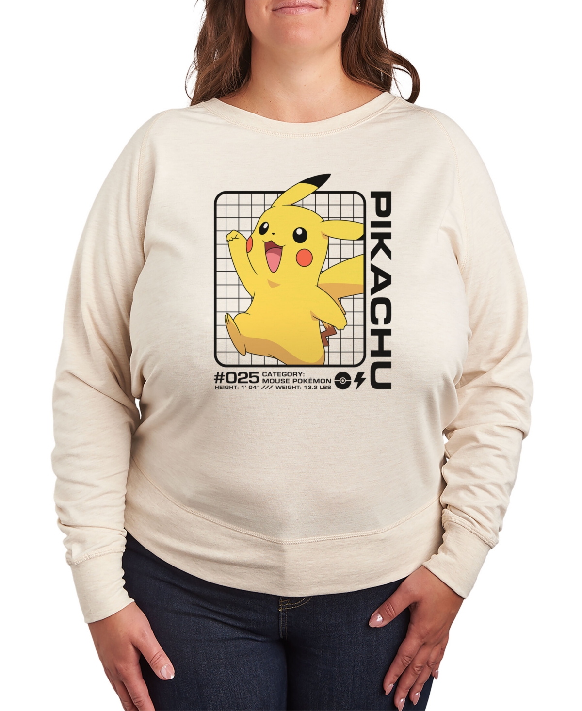 Air Waves Trendy Plus Size Pokemon Long Sleeve Pullover