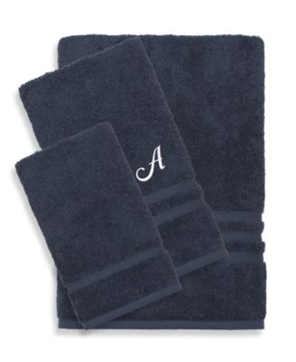 Linum Home Textiles Turkish Cotton Personalized Denzi Navy Towel Collection Bedding In Blue