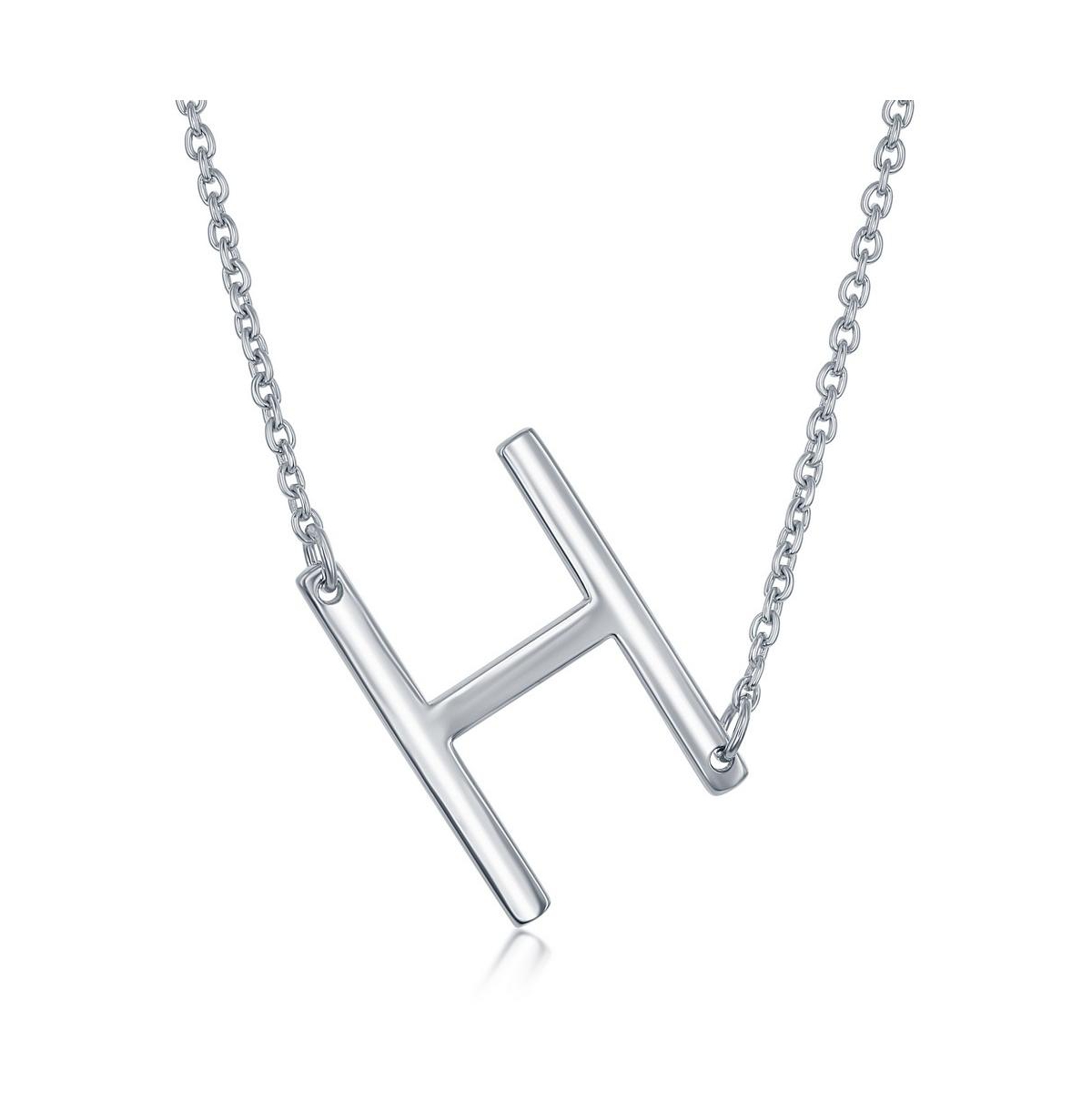 Sterling Silver Sideways Initial Necklace - Silver h
