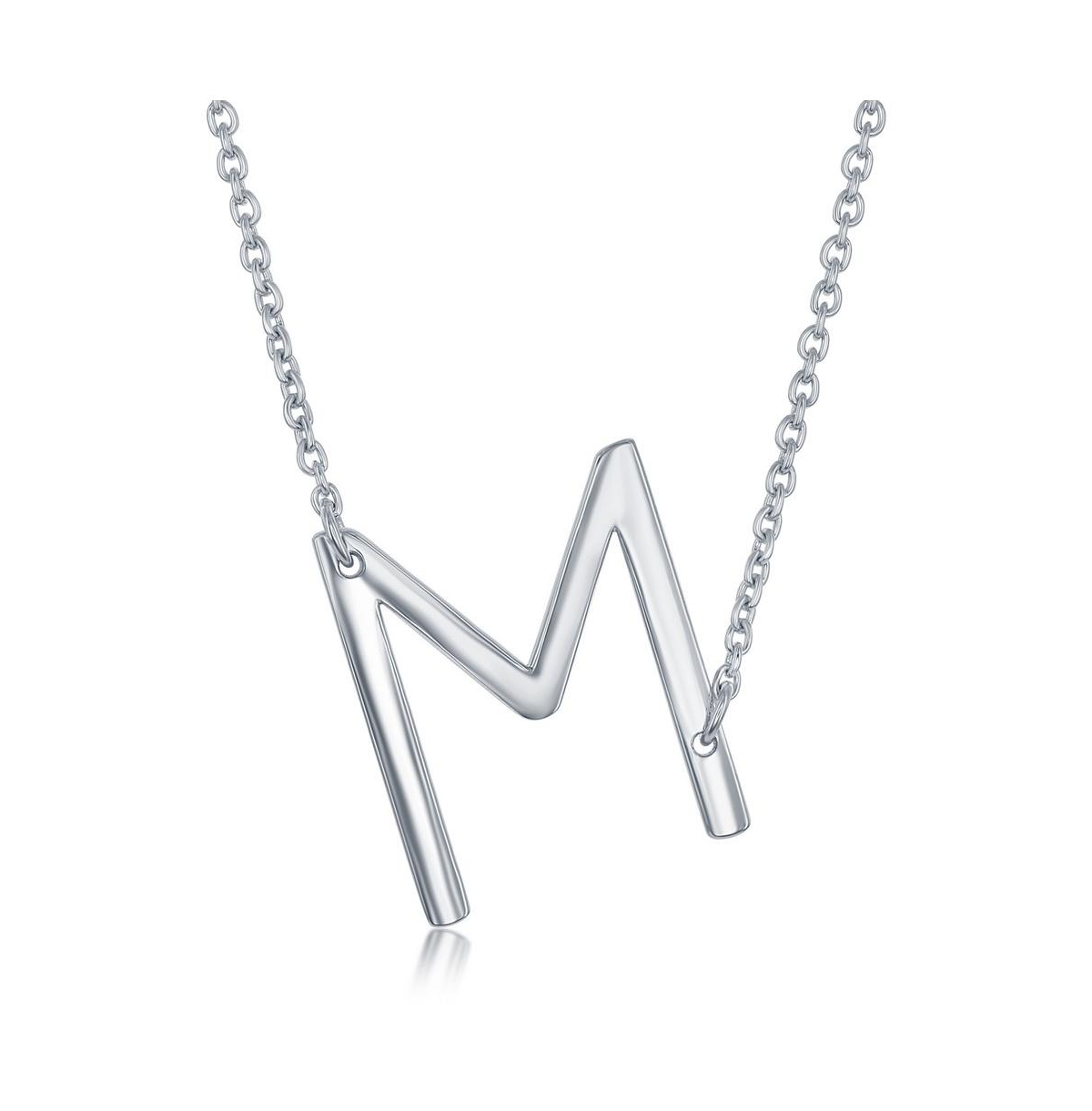 Sterling Silver Sideways Initial Necklace - Silver m