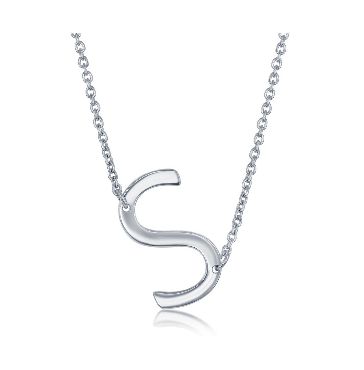 Sterling Silver Sideways Initial Necklace - Silver s