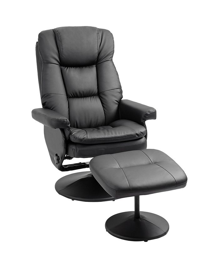 Recliner and Ottoman with Wrapped Base, Swivel PU Leather