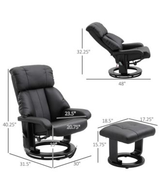 Massage Recliner Chair, Footrest, 360 Swivel Lounger w/ Ottoman,