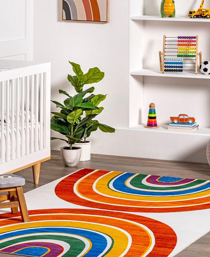 nuLoom Revel Classic Double Rainbow Washable Kids 5' x 8' Area Rug - Macy's