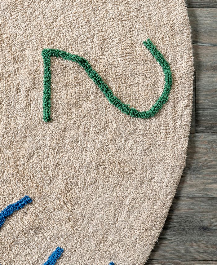 nuLoom Discovery Arely Numbers Washable Kids 4' x 4' Round Area Rug