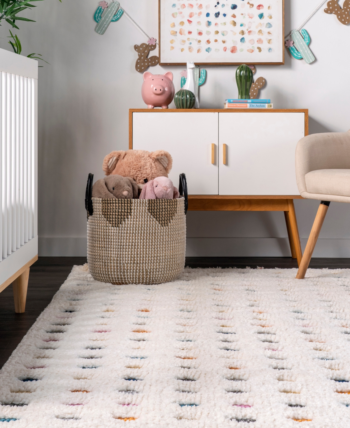 Nuloom Loft Behati Polka Dot Kids Tasseled 5'3" X 7'6" Area Rug In Ivory