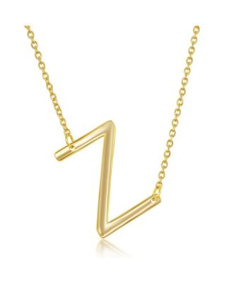 Sterling Silver 14k Gold Plated Sideways Initial Necklace