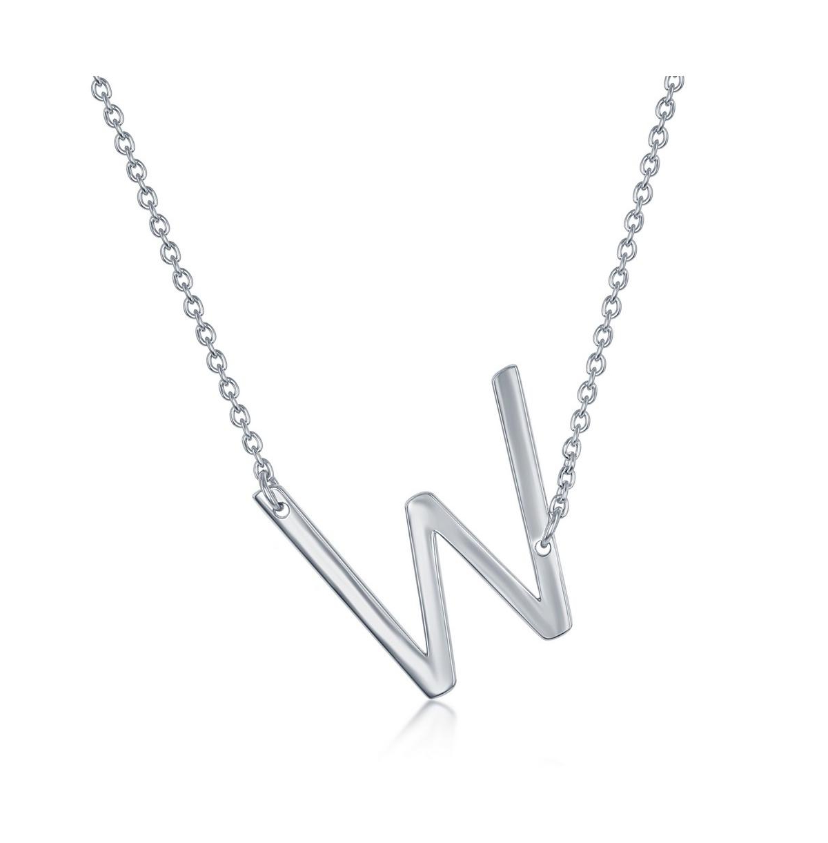 Sterling Silver Sideways Initial Necklace - Silver w