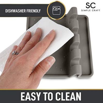 Silicone Utensil Rest with Drip Pad for Multiple Utensils - Kitchen Utensil Holder for Ladles & Tongs