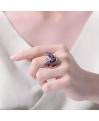 RA 14K Gold and Black Plated Multi Colored Cubic Zirconia Lady bug Ring