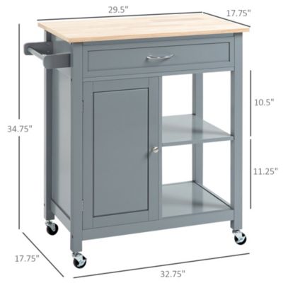 Wooden Kitchen Serving Storage Cart Serving Cabinet with Shelves