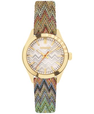 Missoni - Women's Swiss Classic Multicolor Zigzag Fabric Strap Watch 34mm