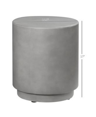 Accent Table with Concrete Finish, Round Side Table, Light