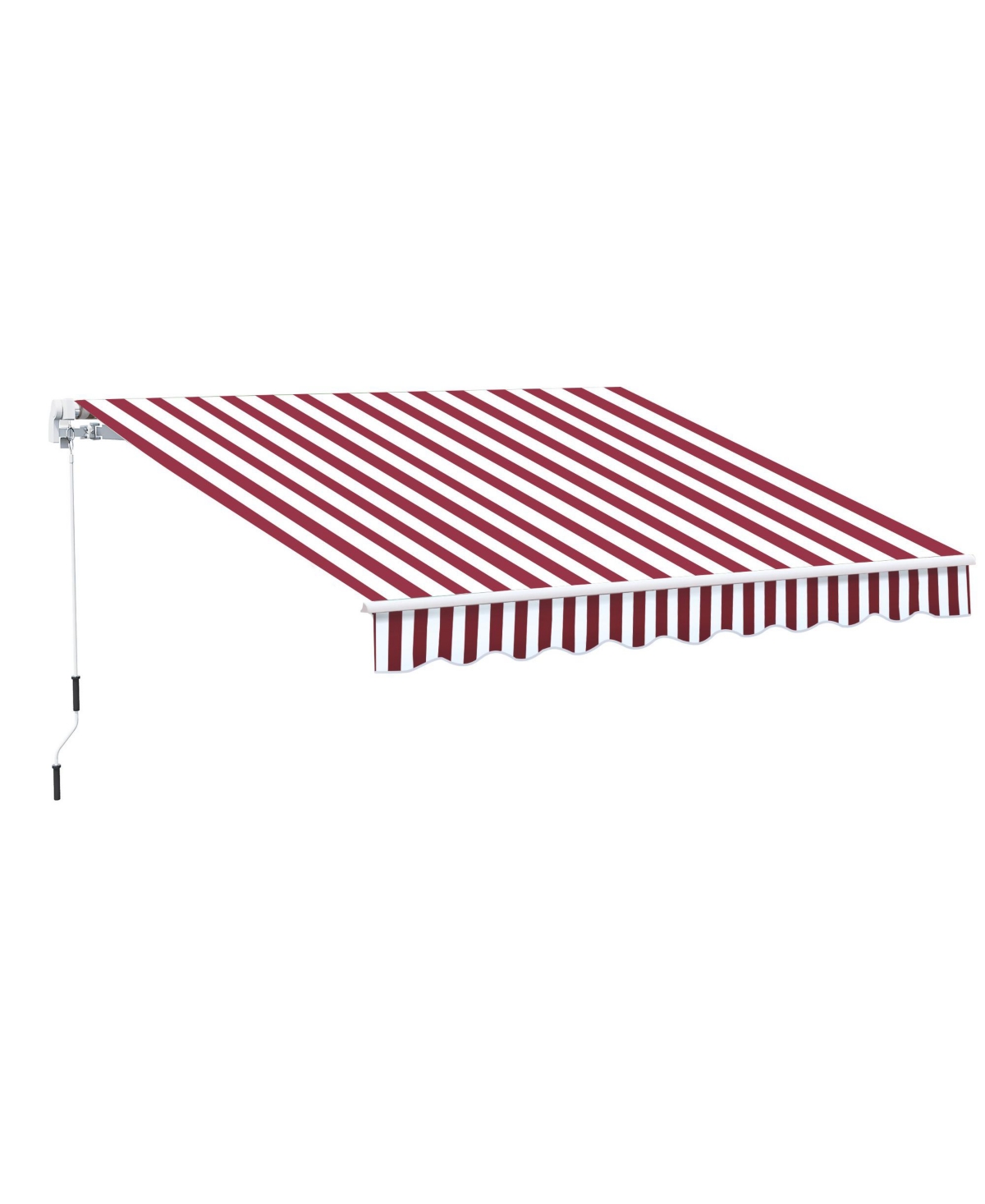 10' x 8' Manual Retractable Awning Sun Shade Shelter for Patio Deck Yard with Uv Protection and Easy Crank Opening, Red Stripe - Multi