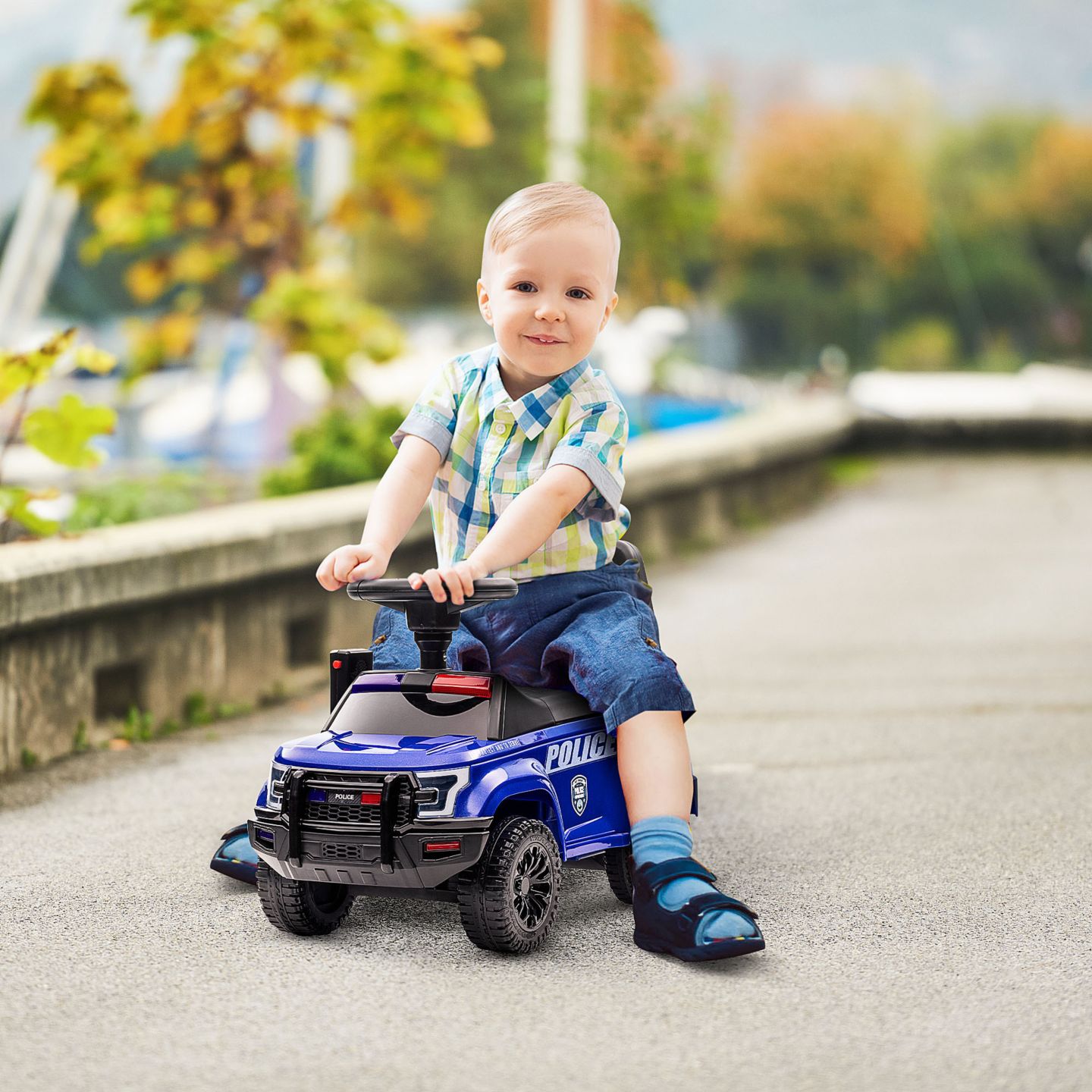 Детская игрушка Aosom Police Truck Style Sliding Ride-On with Pretend PA System and Under-Seat Storage, 1 Rider, Ages 1.5+ — фото 2