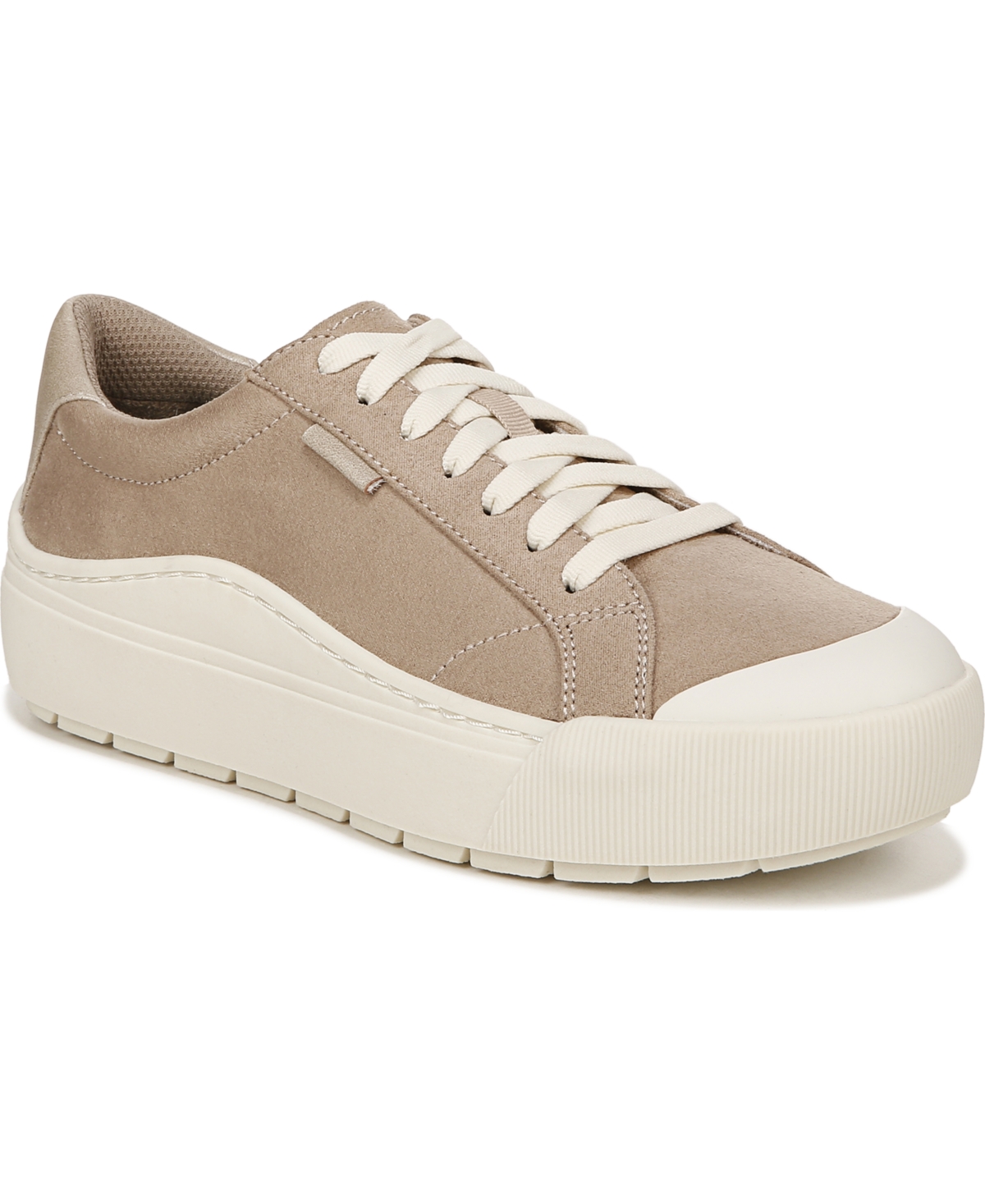 Shop Dr. Scholl's Women's Time Off Platform Sneakers In Taupe Fabric