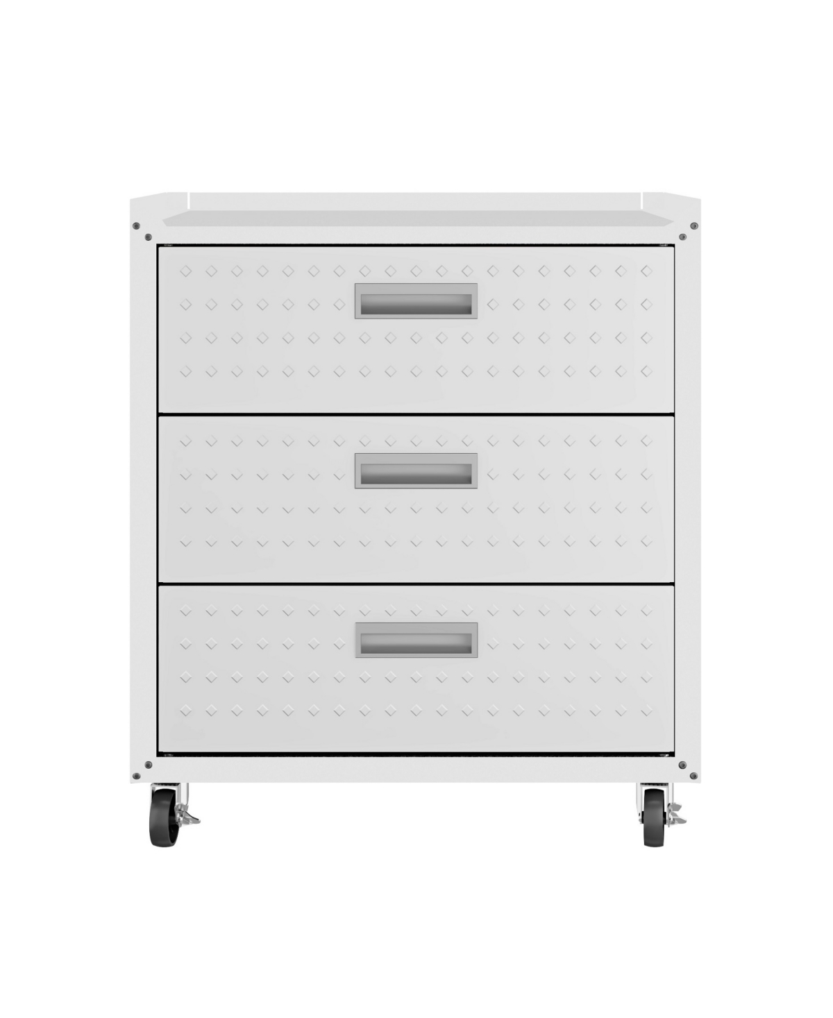 Manhattan Comfort Fortress 32.1" Steel Mobile Garage Chest With Drawers In White