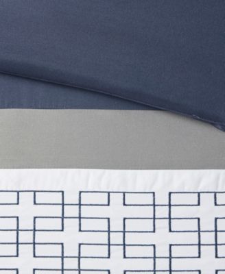 Powell Embroidered 8 Piece Comforter Set, Queen