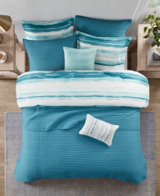Marina Printed Seersucker 8-Pc. Comforter and Coverlet Set, King/California King