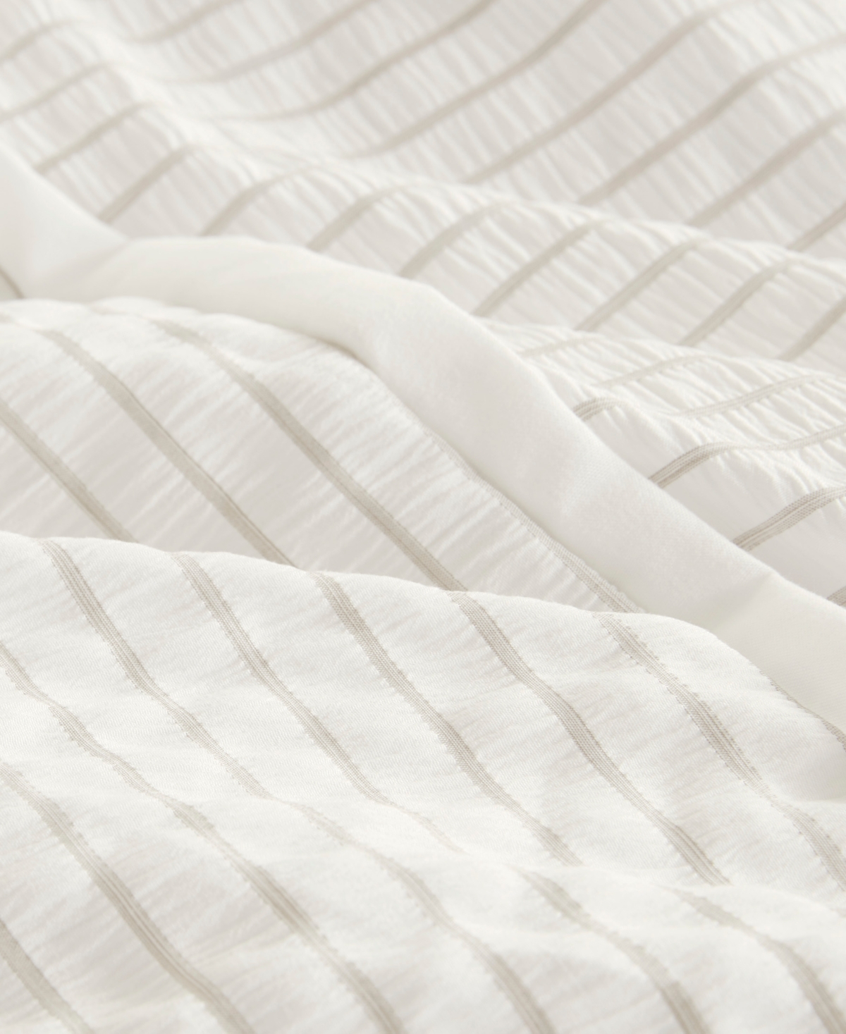 Closeout! Beautyrest Apollo 3 Piece Striped Seersucker Oversized Duvet Cover Set,