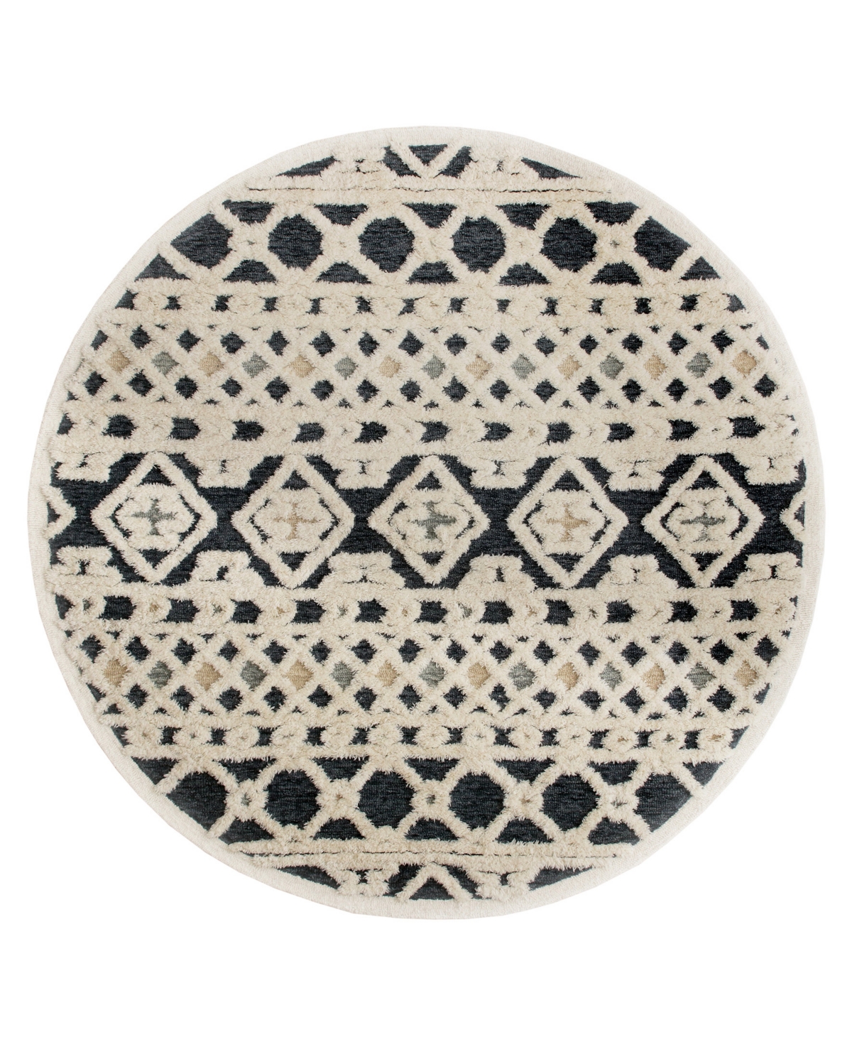 Lr Home Sweet SINUO54114 6' x 6' Round Area Rug - Navy, Cream