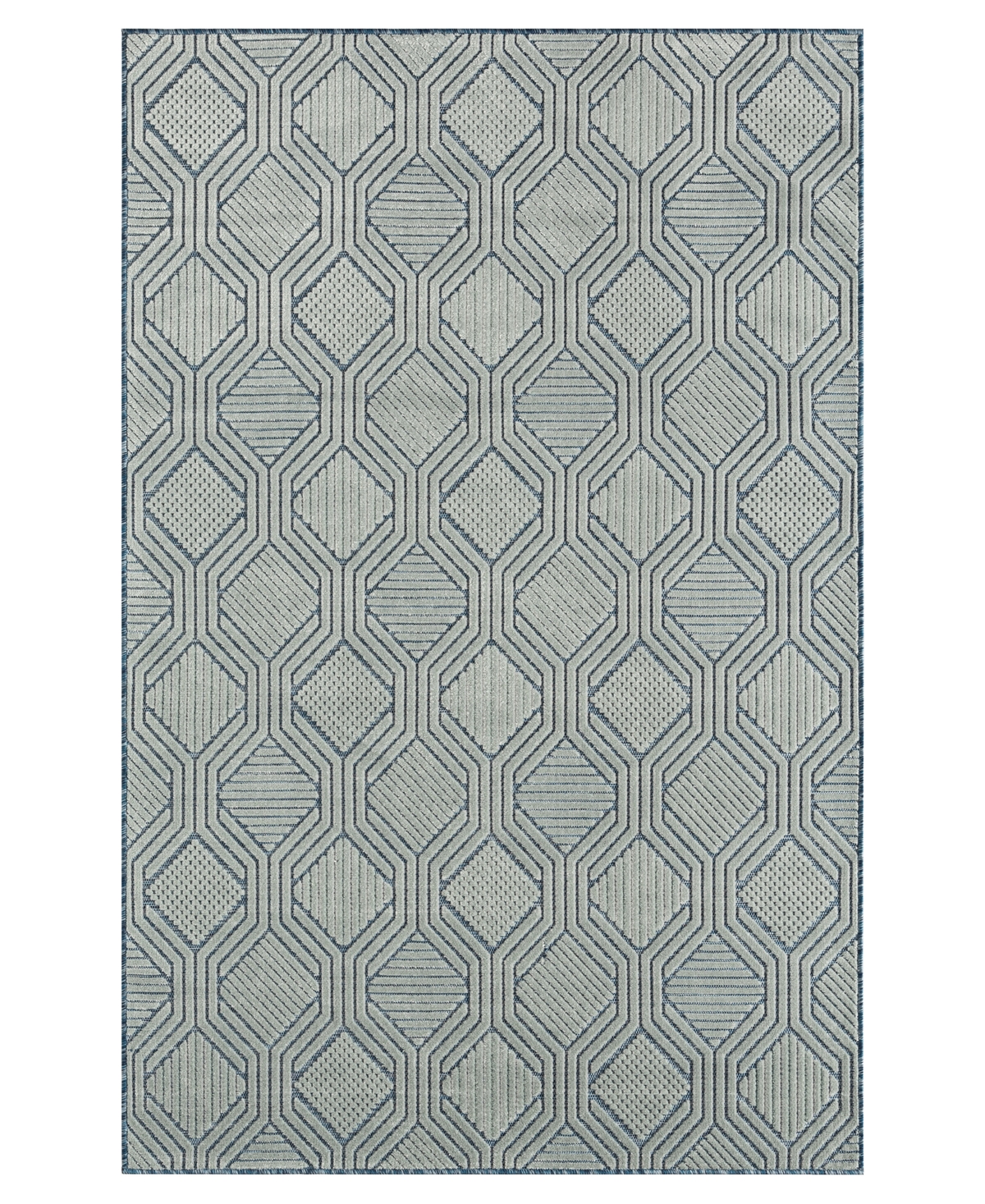 Lr Home Vance VERND82108 7'9in x 9'9in Outdoor Area Rug - Mist, Navy