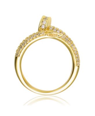 RA 14K Gold Plated With Cubic Zirconia Bypass Modern Ring