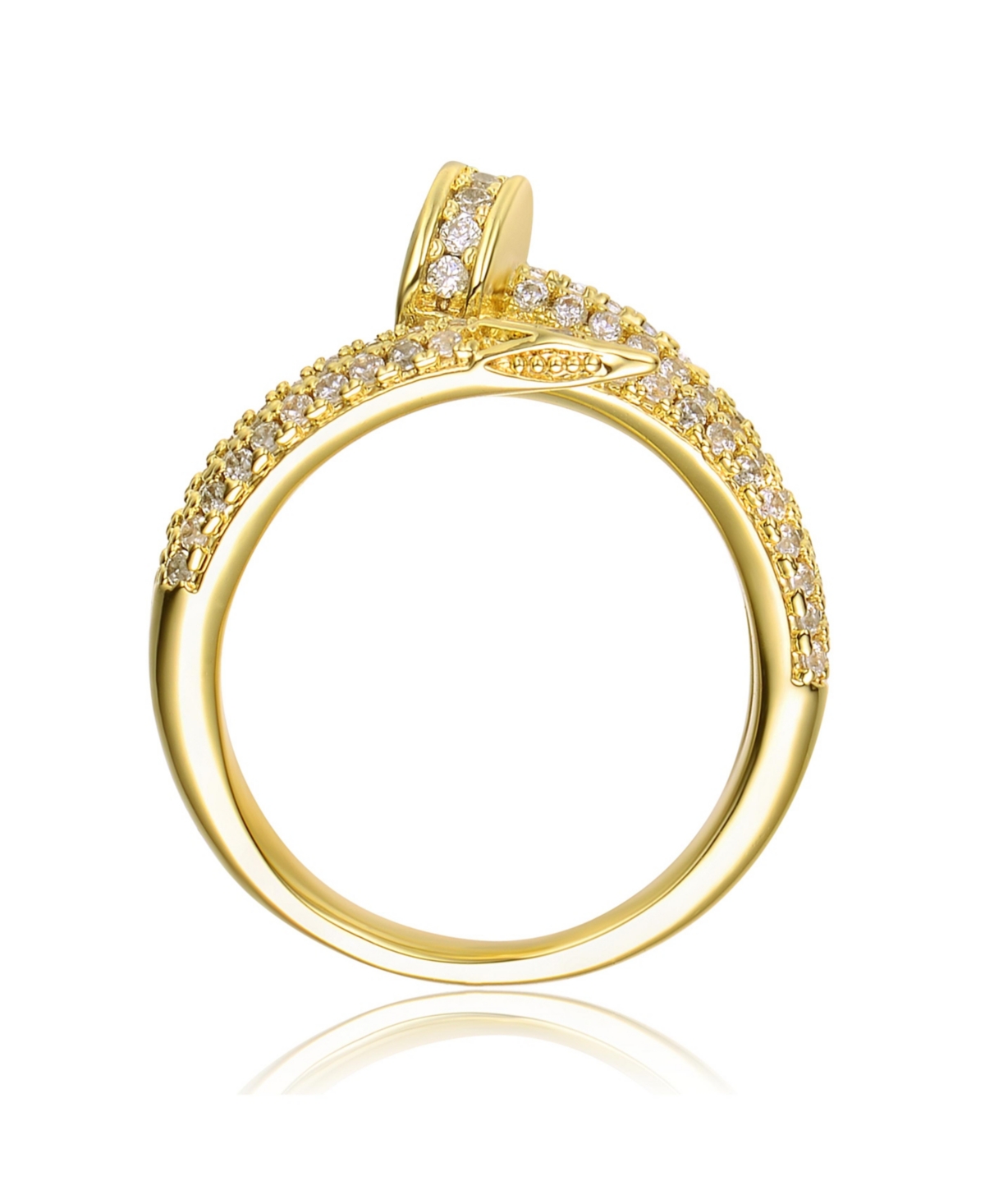 Rachel Glauber Ra 14KPlated With Cubic Zirconia Bypass Modern Ring - Gold