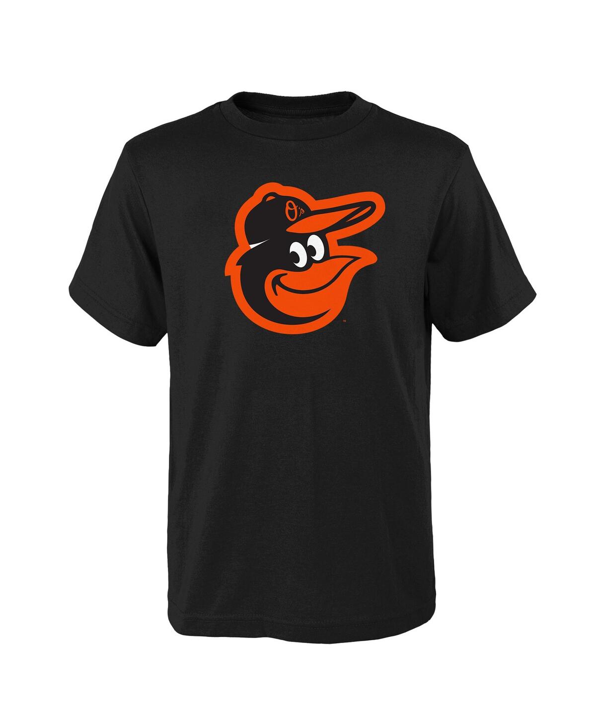 Outerstuff Kids' Big Boys And Girls Black Baltimore Orioles Logo Primary Team T-shirt