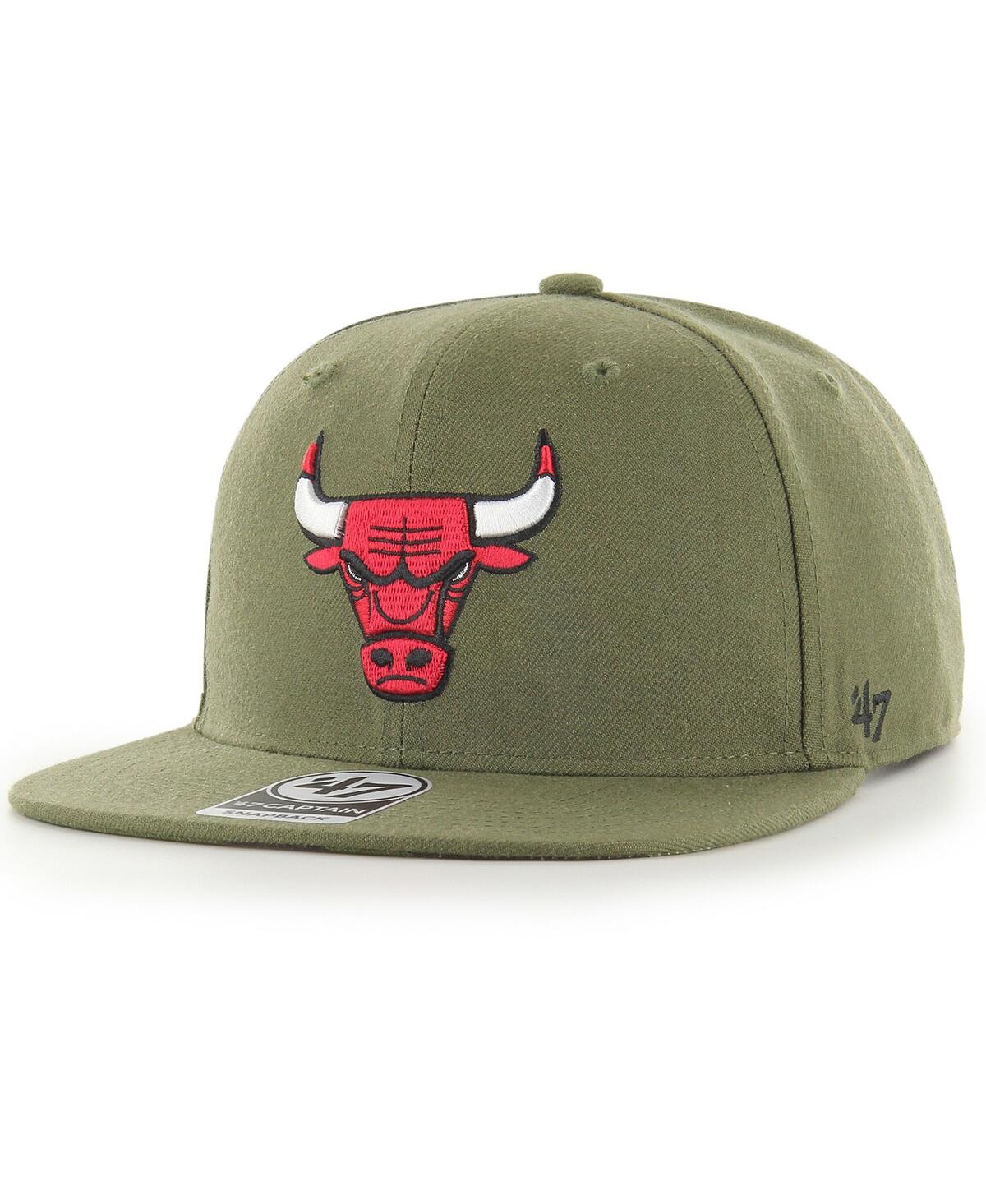 47 Brand Men's ' Olive Chicago Bulls Ballpark Camo Captain Snapback Hat