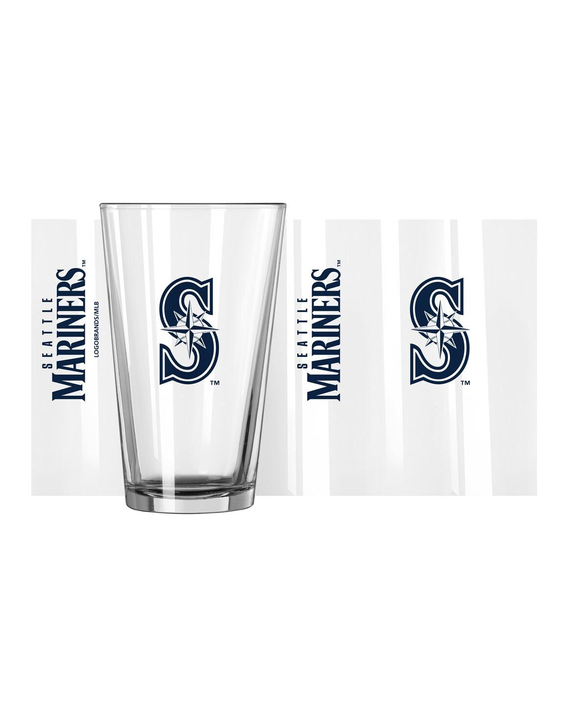 Logo Brands Seattle Mariners 16 oz Team Wordmark Game Day Pint Glass In Clear