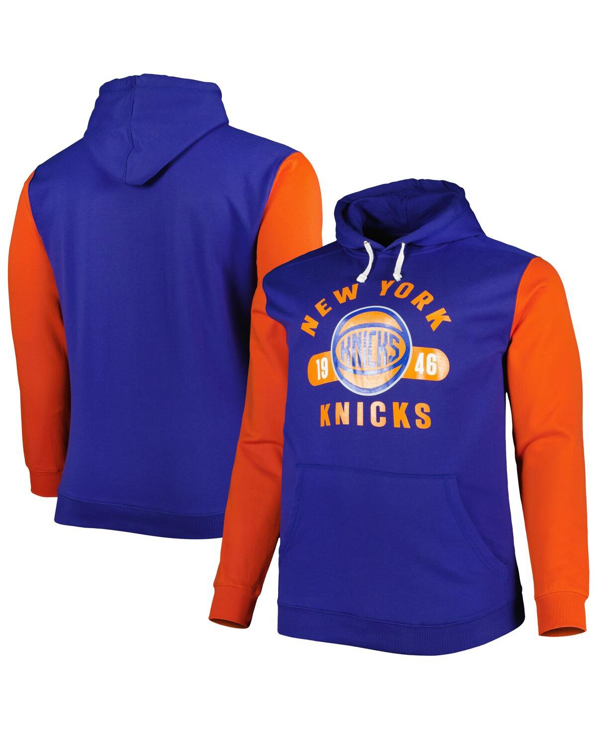 Shop Fanatics Men's  Blue And Orange New York Knicks Big And Tall Bold Attack Pullover Hoodie In Blue,orange