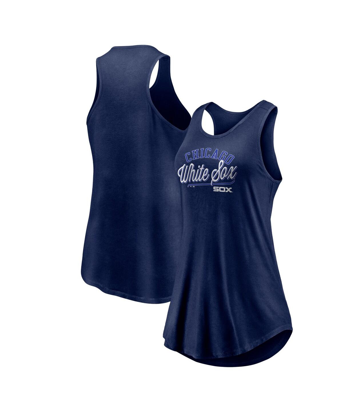 Fanatics Branded Navy Chicago White Sox Simplicity Swing Racerback Scoop Neck Tank Top In Navy