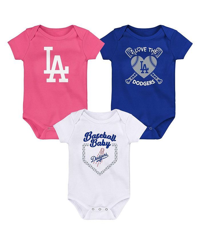 Outerstuff Infant Boys and Girls Royal and White and Pink Los Angeles  Dodgers Baseball Baby 3-Pack Bodysuit Set - Macy's