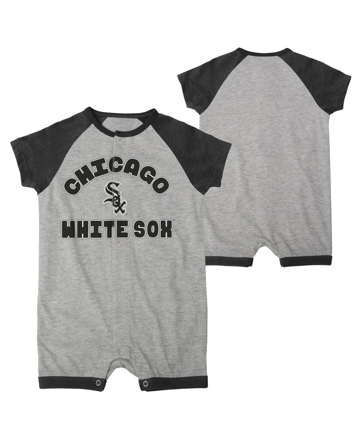 Shop Outerstuff Infant Boys And Girls Heather Gray Chicago White Sox Extra Base Hit Raglan Full-snap Romper