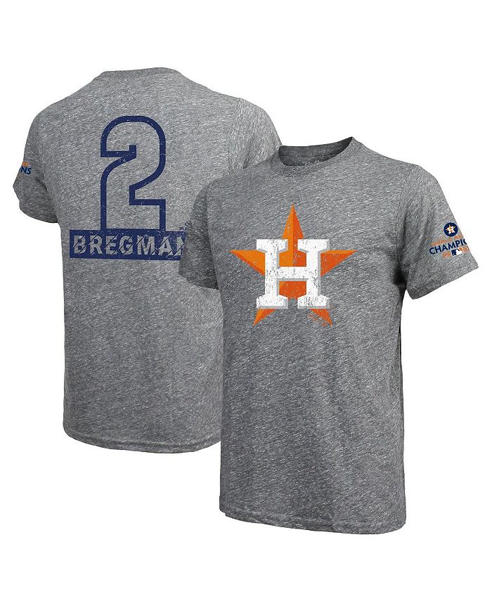 Majestic Men's Threads Alex Bregman Heather Gray Houston Astros 2022 World  Series Champions Name and Number Tri-Blend T-shirt - Macy's