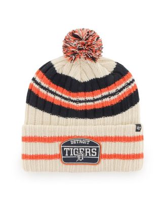 Men's Natural Detroit Tigers Home Patch Cuffed Knit Hat with Pom