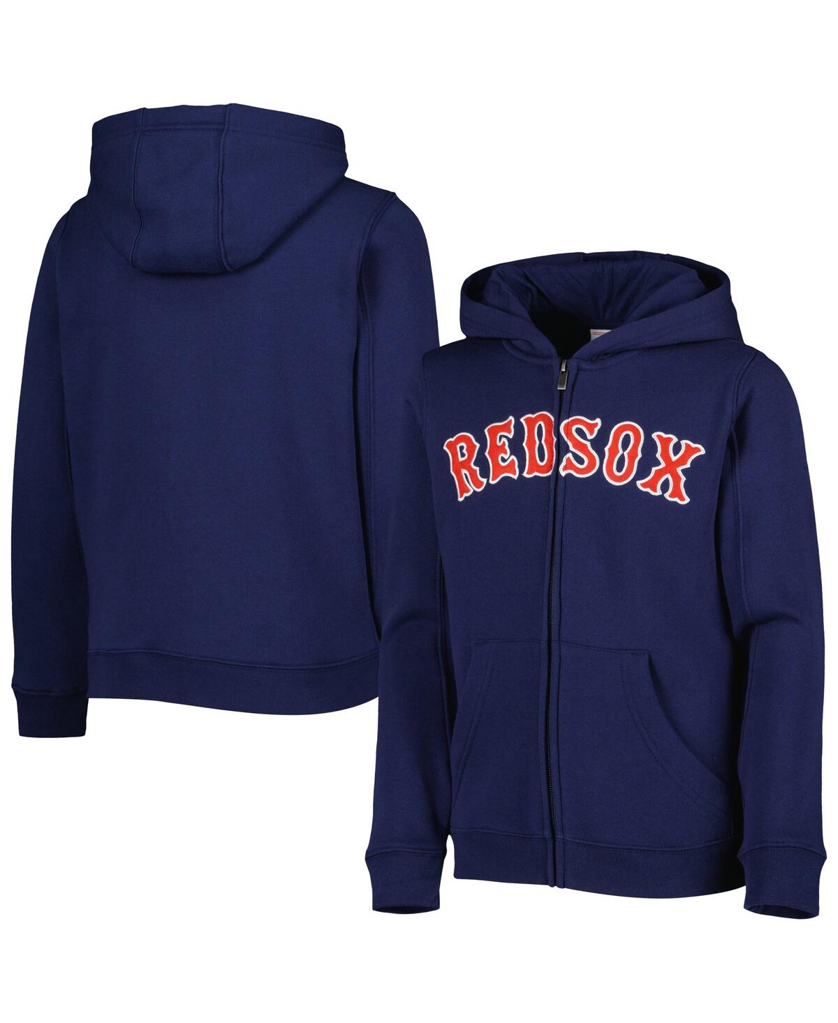 Outerstuff Big Boys And Girls Navy Boston Red Sox Wordmark Full-zip Fleece Hoodie In Navy