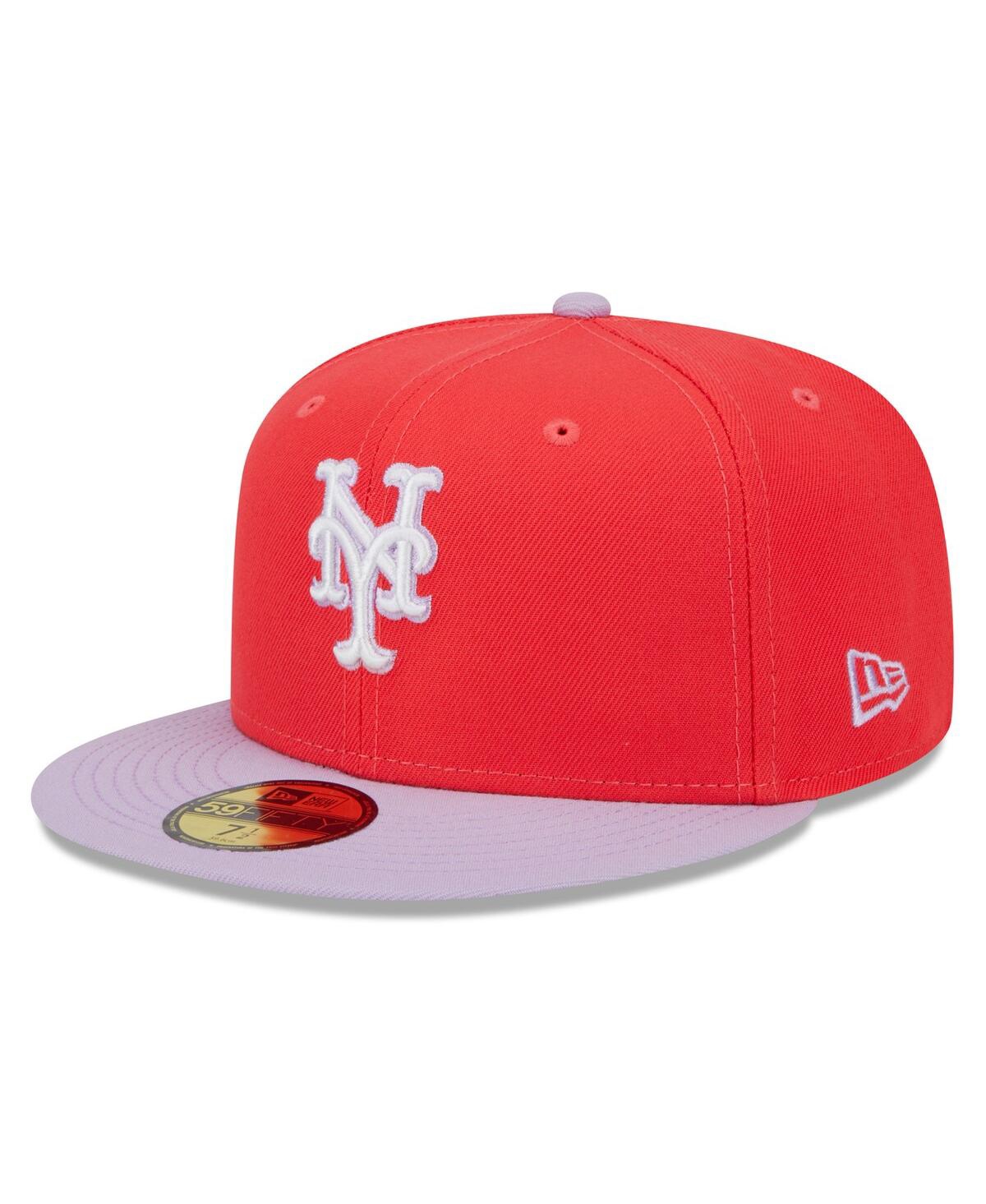 Shop New Era Men's  Red And Lavender New York Mets Spring Color Two-tone 59fifty Fitted Hat In Red,lavender